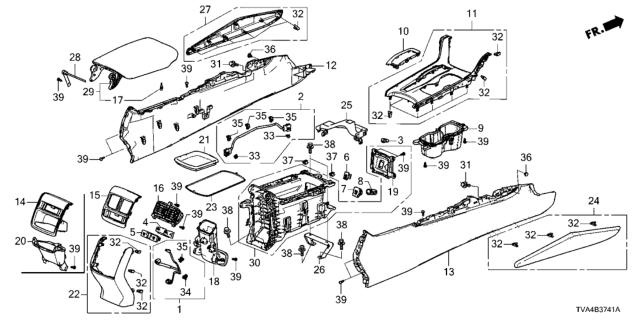 2018 Honda Accord  Garnish Assy., L. Console Side*NH836L* (LEA) (WISTERIA LIGHT GRAY) Diagram for 83430TVAA11ZB