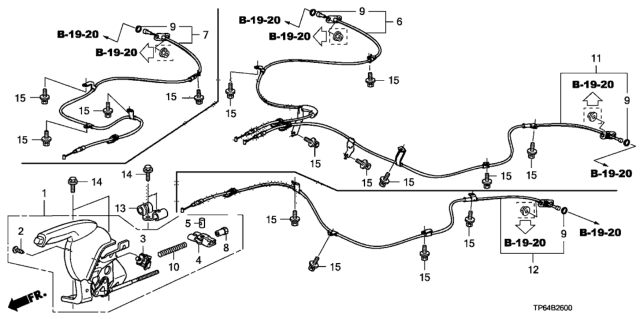 2014 Honda Crosstour  Wire, Passenger Side Parking Brake Diagram for 47510TP6A02