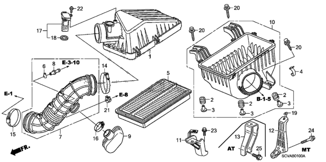 2008 Honda Element Chamber A, Resonator Diagram for 17232PZDA10