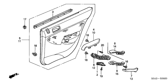 2002 Honda Civic Panel, L. RR. Door Power Window Switch *NH361L* (CF GRAY) Diagram for 83793S5A901ZC