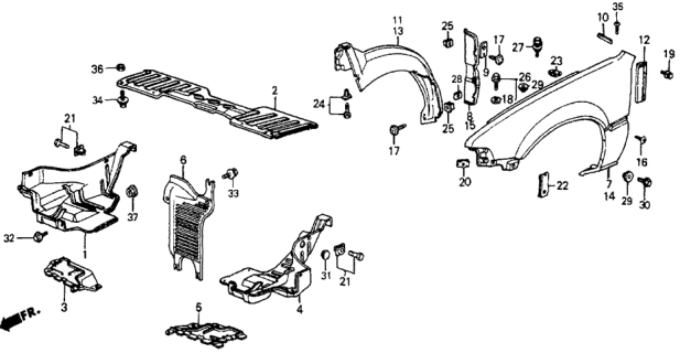 1987 Honda CRX  Plate, Radiator Heat Baffle Diagram for 60867SB2020