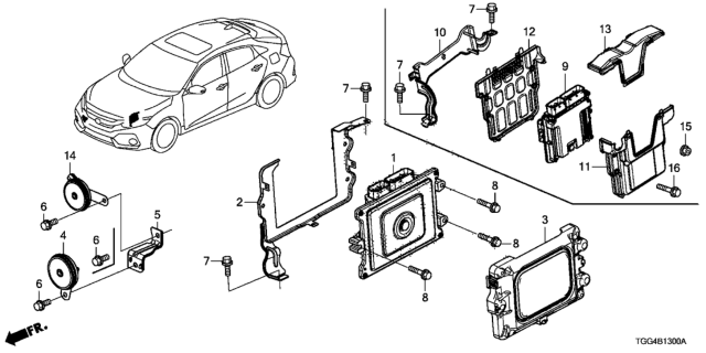 2019 Honda Civic Horn Assembly (Low) Diagram for 38100TBAA01