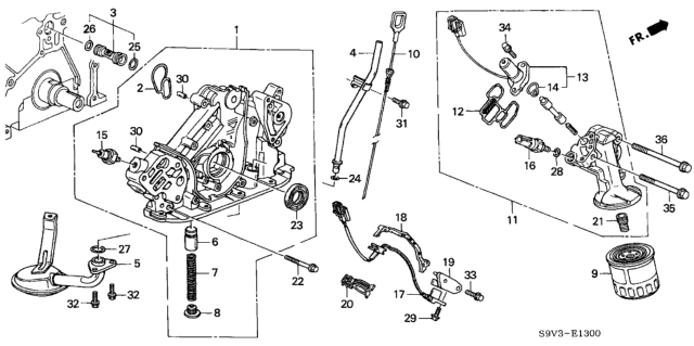 2004 Honda Pilot Strainer, Oil Diagram for 15220RCAA00
