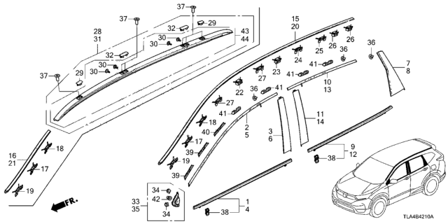 2019 Honda CR-V Grommet, Mirror Garnish Diagram for 91610SJ4003