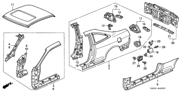 2001 Honda Accord Lid, Fuel Filler Diagram for 63910S82A01ZZ