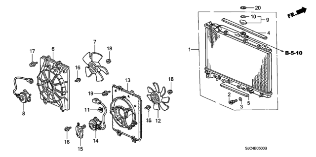 2008 Honda Ridgeline Shroud Diagram for 19015RJEA01