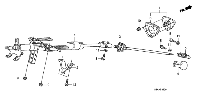 2009 Honda S2000 Joint B, Steering Diagram for 53323S2A000