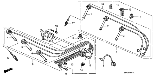1999 Honda Accord Wire Assembly, Ignition Center Diagram for 32723P8AA01