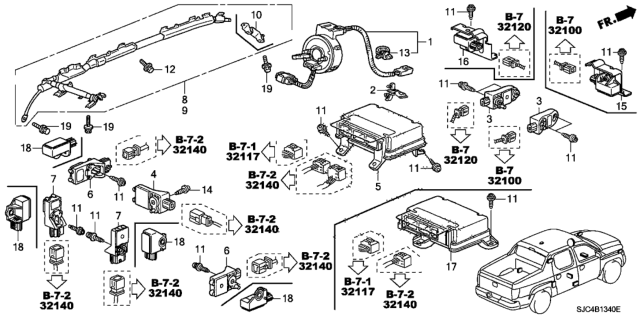 2012 Honda Ridgeline SRS Unit (Rewritable) (Trw) Diagram for 77960SJCA21