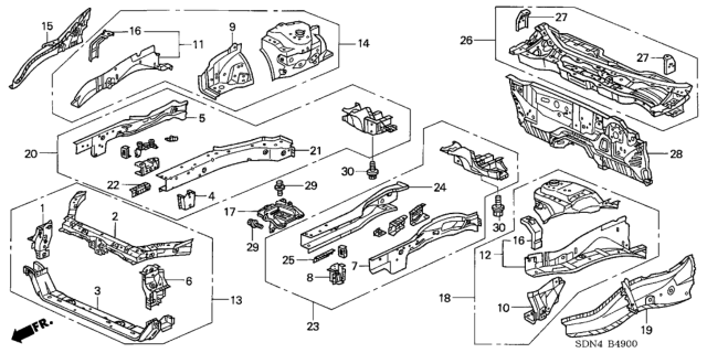 2003 Honda Accord Dashboard (Upper) Diagram for 61100SDAA01ZZ