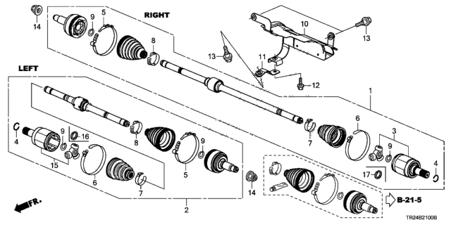 2012 Honda Civic  Joint, Inboard Diagram for 44310TR0J11
