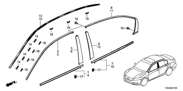 2013 Honda Accord  Molding Assy., L. FR. Door Diagram for 72450T2FA01