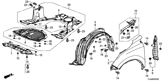 2019 Honda CR-V Fender Assembly, Left Front (Inner) Diagram for 74150TNYG00