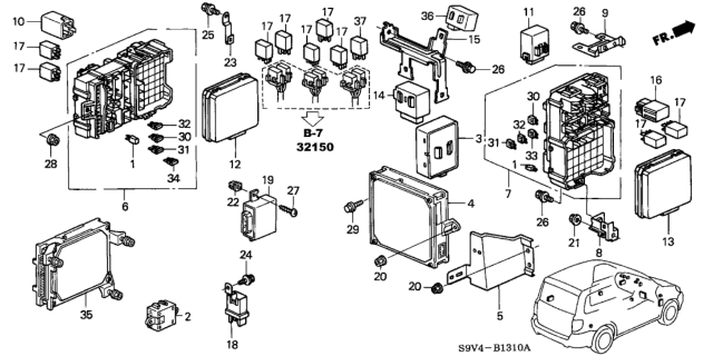 2004 Honda Pilot  System Unit, Multiplex Control Diagram for 38800S9VA11