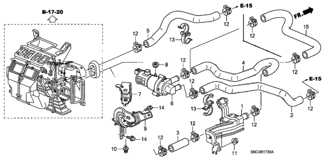 2006 Honda Civic Hose C, Water Inlet Diagram for 79723SNCA41