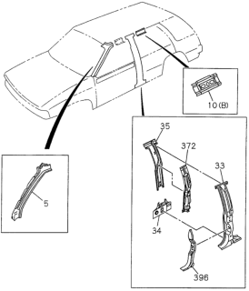 1994 Honda Passport  Closing Assy., R. A-Post Diagram for 8944711480