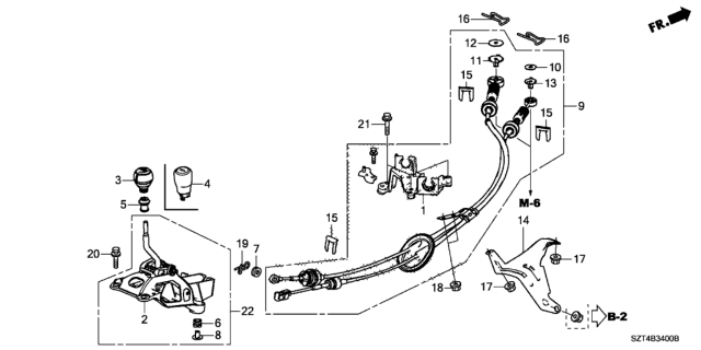 2012 Honda CR-Z Lever Assy., Change Diagram for 54000SZT013