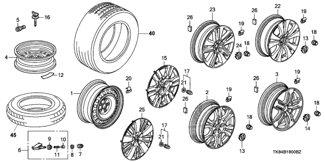 2014 Honda Odyssey  Wel Dsk Al 18X7J Diagram for 42700TK8A52