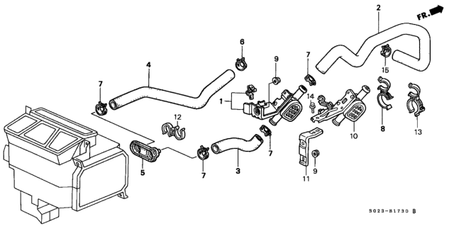 1997 Honda Civic Hose A, Water Inlet Diagram for 79721S02A00