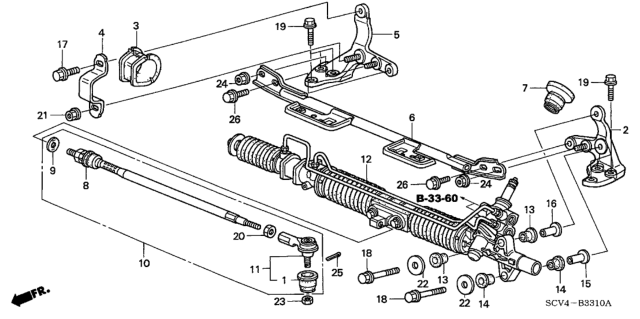 2003 Honda Element  Tie Rod Sub-Assembly Diagram for 53521SCVA01