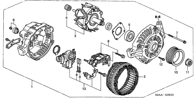 2006 Honda CR-V  Regulator Set Diagram for 31150PNC004