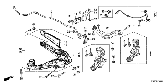 2014 Honda Civic Arm, Rear (Upper) Diagram for 52510TR0A11