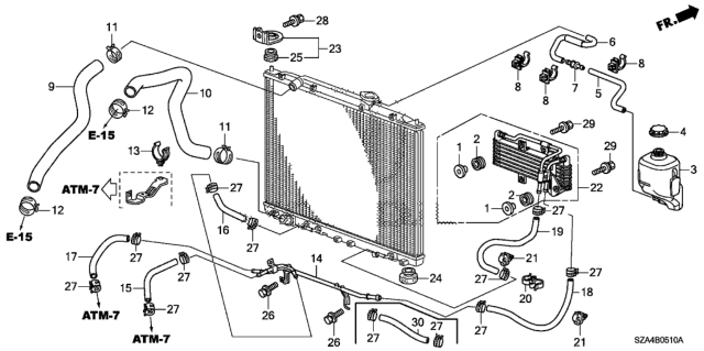 2009 Honda Pilot  Cooler (ATf) Diagram for 25510RN0003