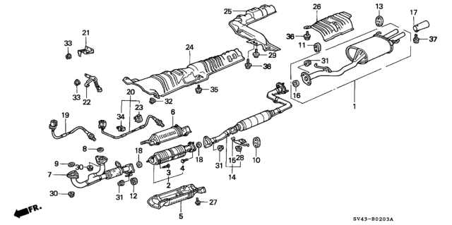 1997 Honda Accord Gasket, Exhuast Pipe (Ishino) Diagram for 18212SA7003