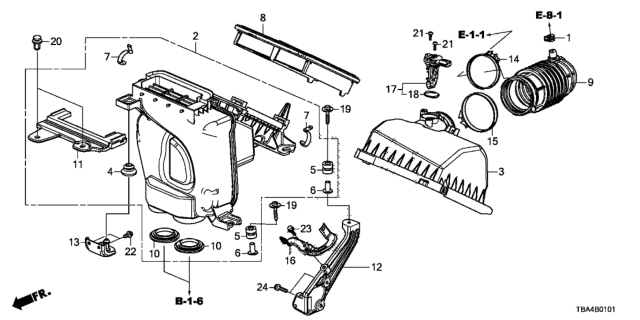 2017 Honda Civic  Stay, Air Cleaner Bracket Diagram for 327605BAA01