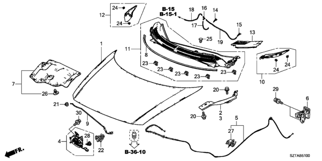 2013 Honda CR-Z  Hood, Engine (DOT) Diagram for 60100SZTG90ZZ