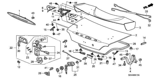 2008 Honda S2000  Case Diagram for 74865S84A02