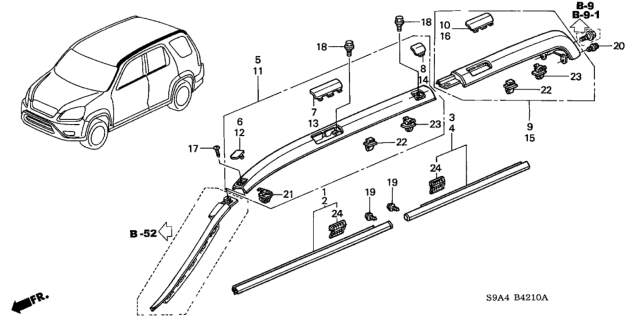 2002 Honda CR-V Molding Assy., R. RR. Door Diagram for 72910S9A003