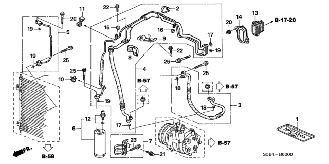 2004 Honda Civic  Pipe Assembly, Air Conditioner Diagram for 80325S5BA02