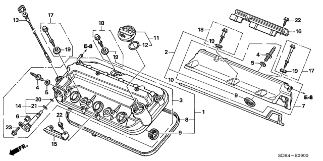 2006 Honda Accord Hybrid  Gasket Set, RR. Head Cover Diagram for 12050RCJA00