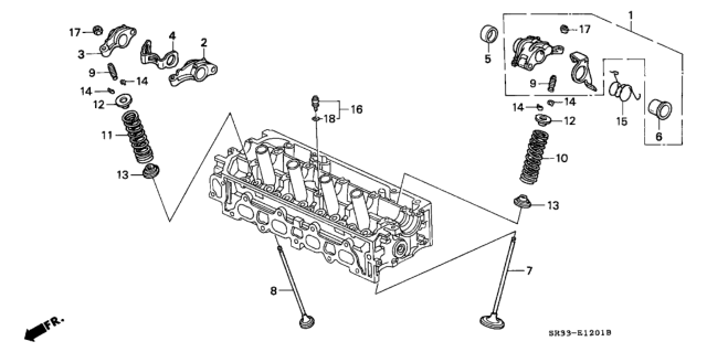 1993 Honda Civic Spring, Rocker Arm Diagram for 14645P08000
