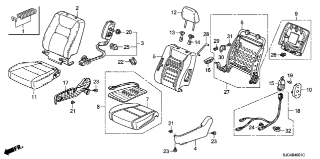 2008 Honda Ridgeline Frame, R. FR. Seat-Back Diagram for 81126SJCA11