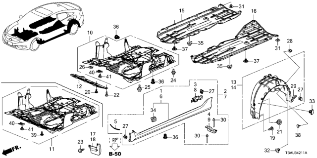 2020 Honda Civic  Fender L, RR Inn Diagram for 74592TBAA00