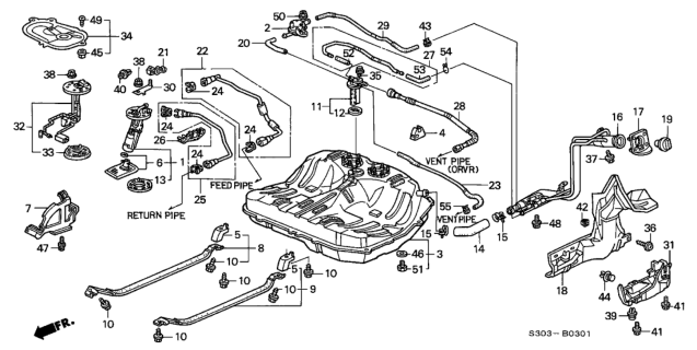 2001 Honda Prelude  Holder, Vent Return Tube Diagram for 17509S30A00