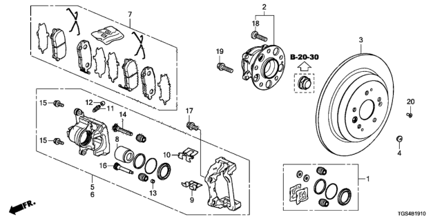 2021 Honda Passport  Rear Caliper Sub-Assembly Diagram for 43018TGSA00