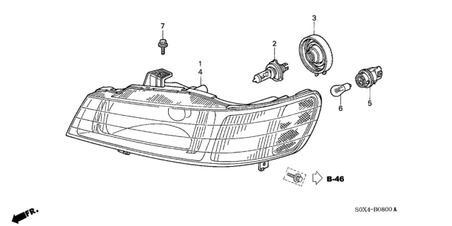 2004 Honda Odyssey Headlight Unit, Passenger Side Diagram for 33101S0XA01