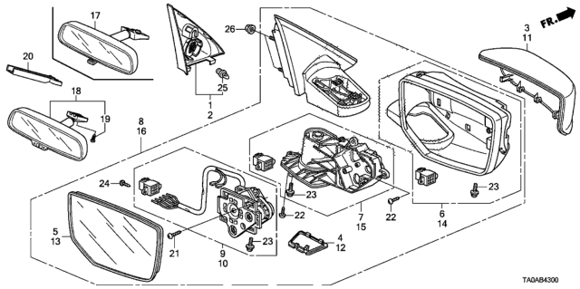 2012 Honda Accord Housing Set, R. Diagram for 76206TA0A01