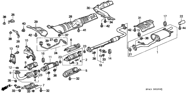 1996 Honda Accord  Bracket, FR. Pipe Diagram for 18274SV1L00