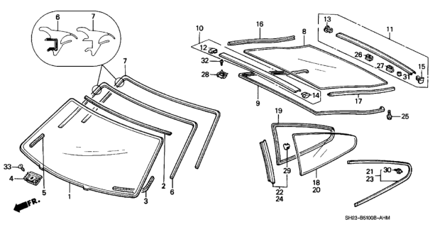 1989 Honda CRX Molding, L. Quarter Windshield Diagram for 73860SH2003