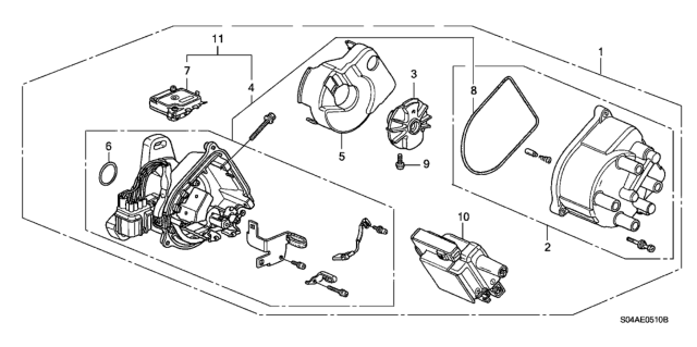 1998 Honda Civic  Cap Assembly Diagram for 30102P54006