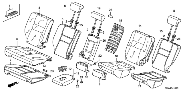 2010 Honda CR-V Headrest Assy., RR. Center *NH598L* (LEA) (ATLAS GRAY) Diagram for 82940SWAA21ZA