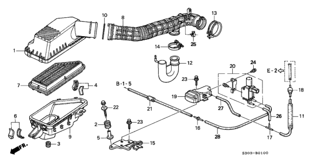 2000 Honda Prelude Clamp, Air Flow Tube (55) Diagram for 17316P0GA01