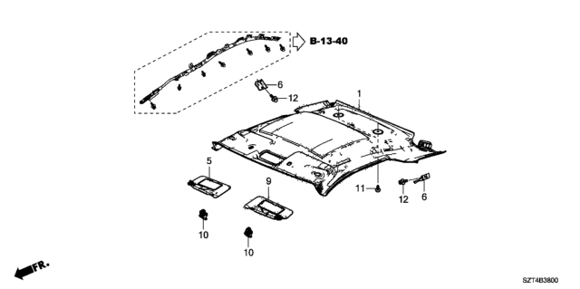 2011 Honda CR-Z  Clip, Roof (7MM) *NH643L* (LIGHT GRAY) Diagram for 90671S0D003YK