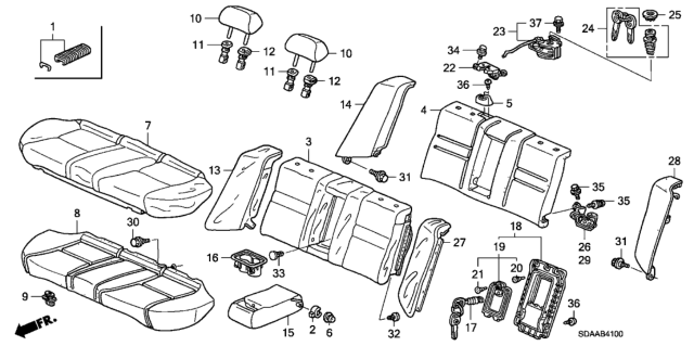 2007 Honda Accord  Guide, Headrest Lock *NH361L* (CF GRAY) Diagram for 82144SDAA01ZB