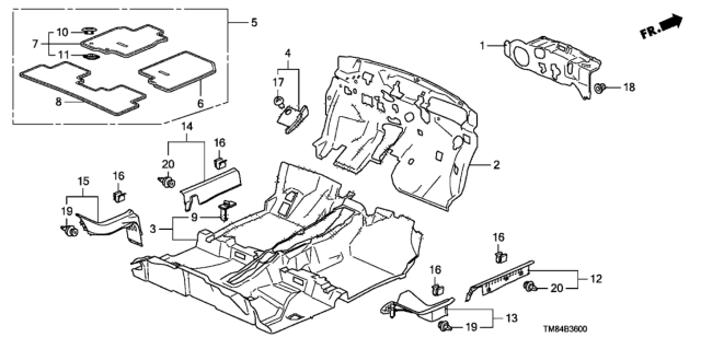 2013 Honda Insight Floor Mat Set *NH686L* Diagram for 83600TM8C01ZC