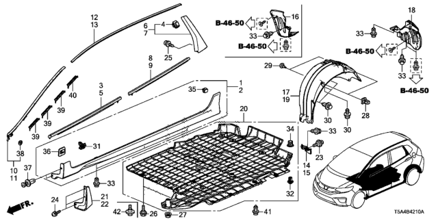 2018 Honda Fit Clip, Side Sill Garnish Diagram for 91514TF0003